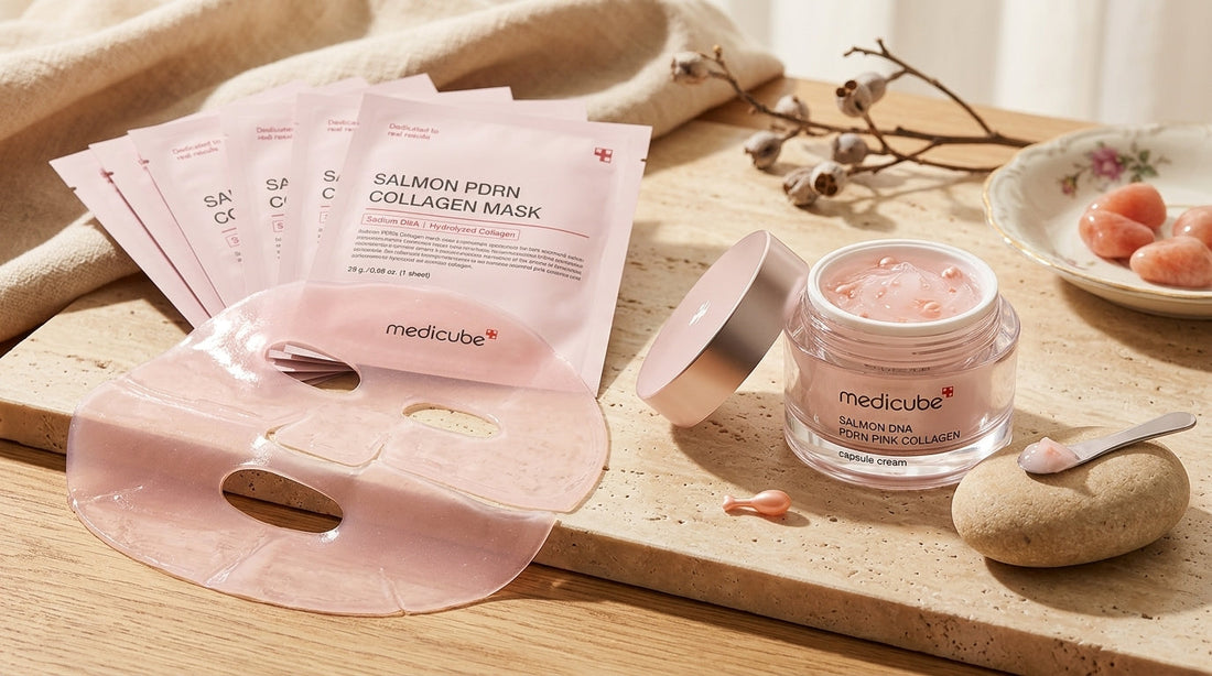 Medicube Salmon DNA PDRN Pink Collagen Capsule Cream vs YURI Masks