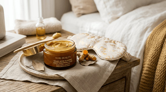 YURI beauty kojic acid tumeric night wrapping mask review and Results