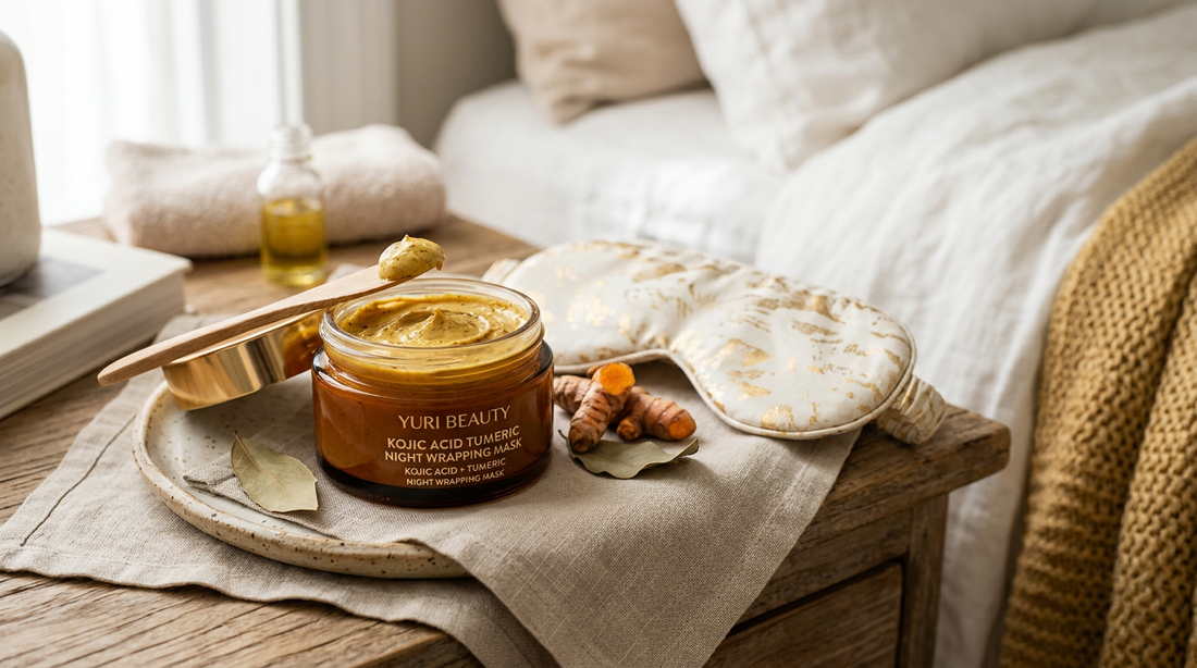YURI beauty kojic acid tumeric night wrapping mask review and Results