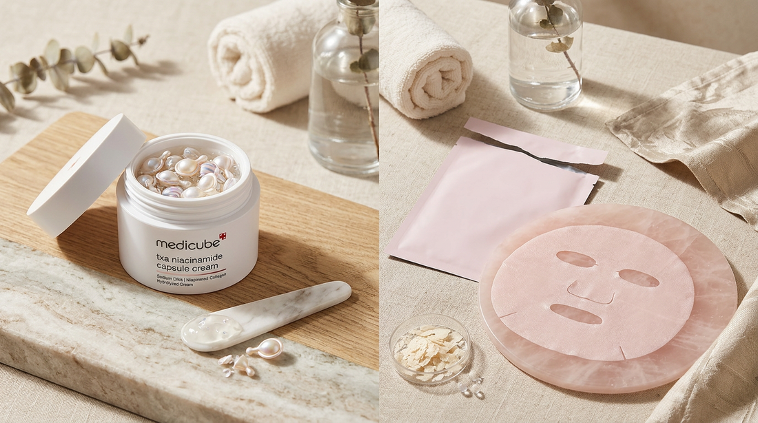 Medicube TXA niacinamide capsule cream vs YURI Korean Beauty Brightening Solutions