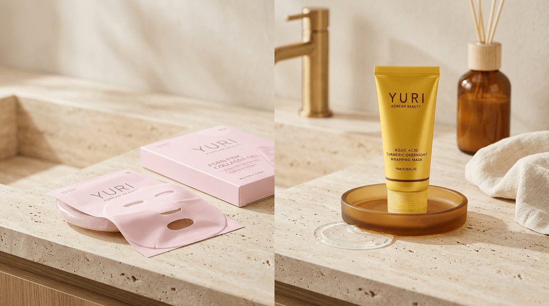 Salmon Pdrn Collagen Mask vs Kojic Acid Turmeric Night Wrapping Mask