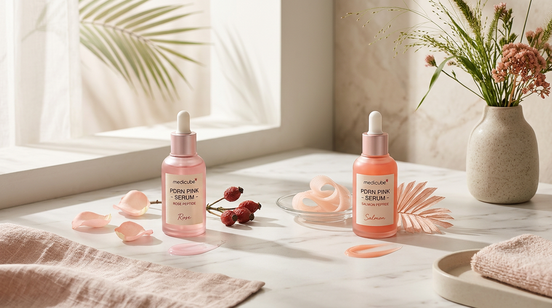 Medicube PDRN Pink Peptide Serum Rose vs Salmon Comparison Guide
