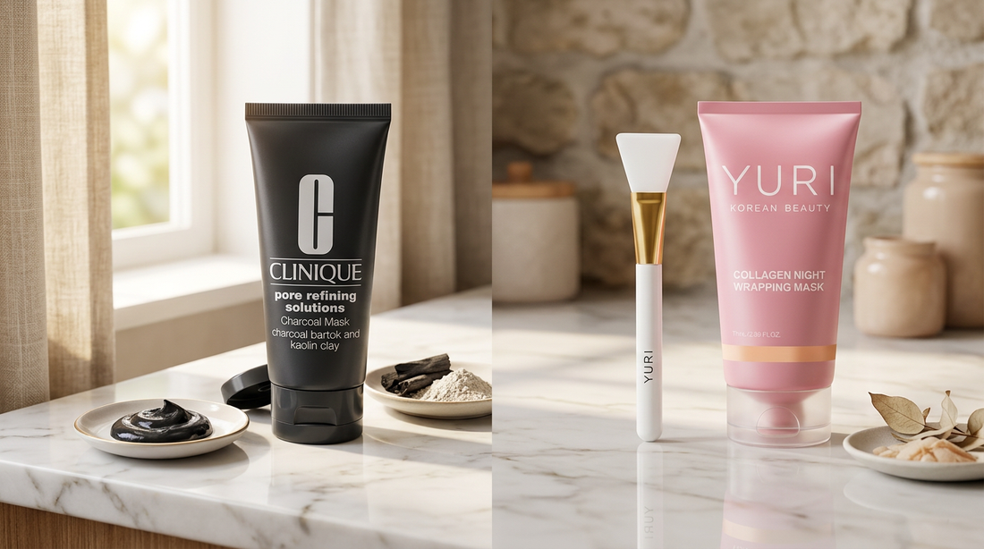 Clinique pore refining solutions charcoal mask vs YURI Beauty collagen masks