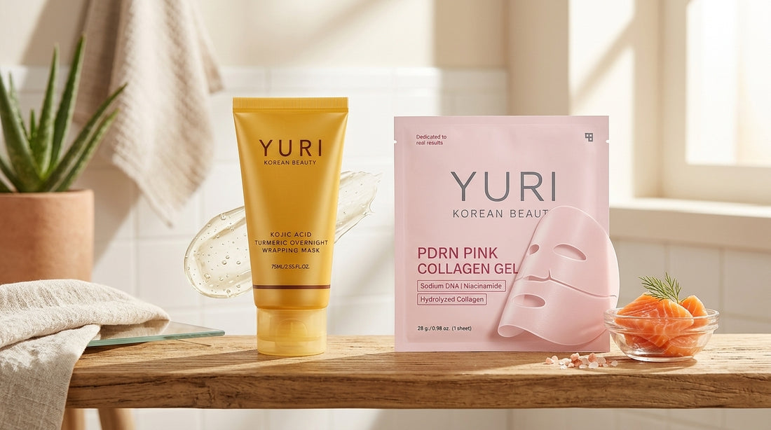 Kojic Acid Tumeric Night Wrapping Mask vs Salmon Pdrn Collagen Mask Comparison