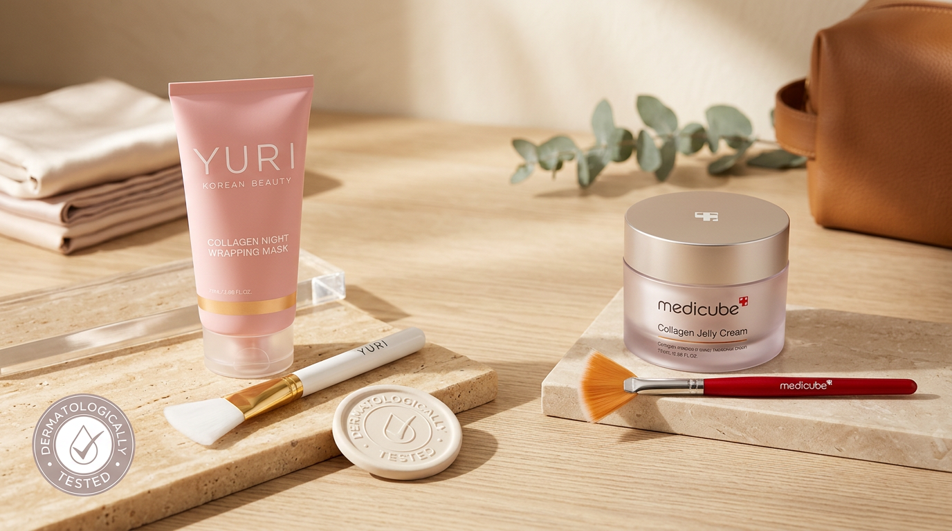 YURI Beauty vs Medicube Collagen Night Mask Comparison